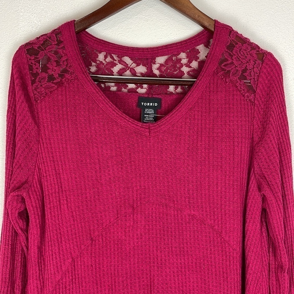 Torrid Inset Waffle Knit Tunic Top - Picture 3 of 10
